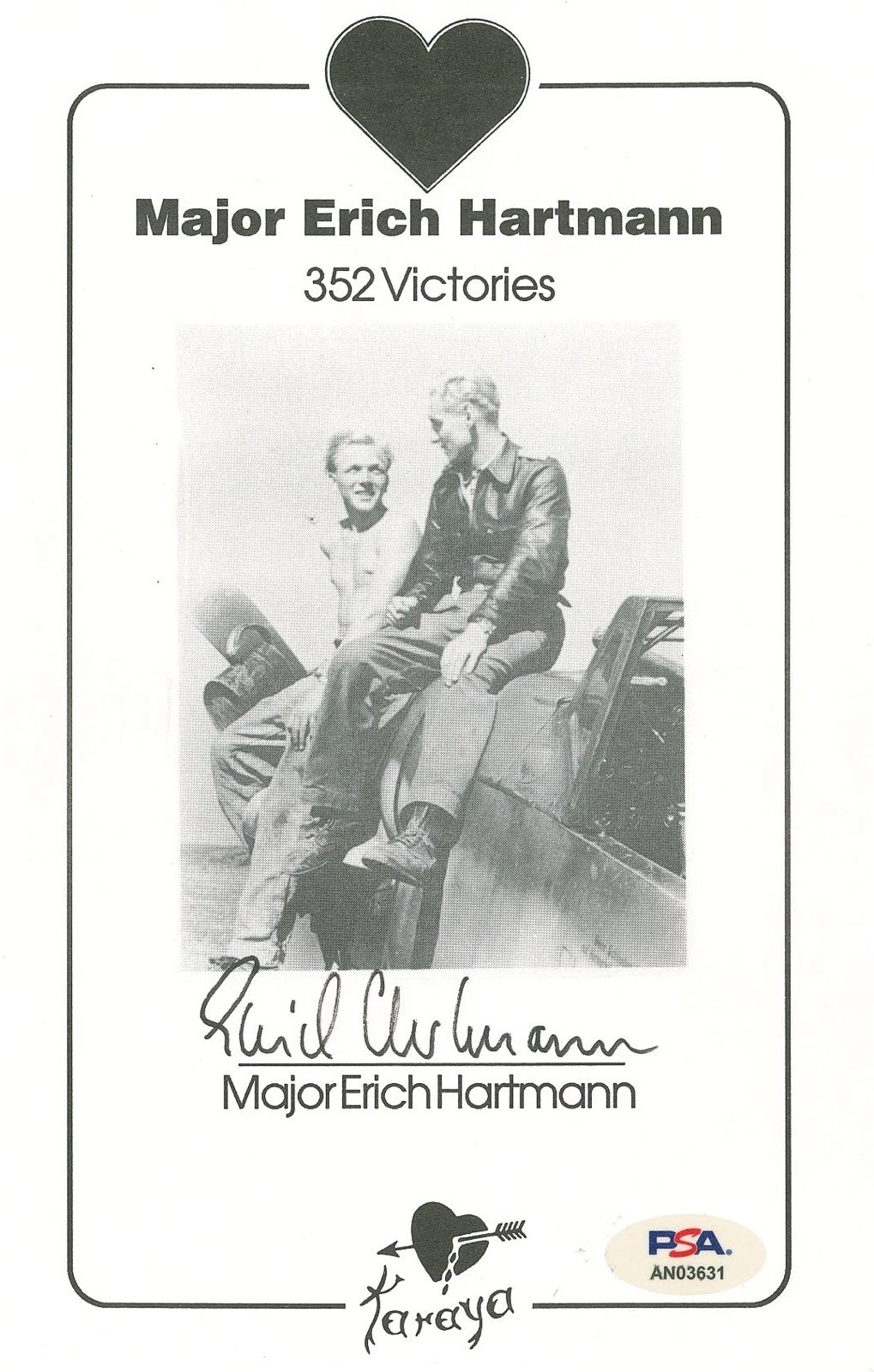 ERICH HARTMANN SIGNED BOOKPLATE PSA DNA LOA 352 V WWII GERMAN ACE