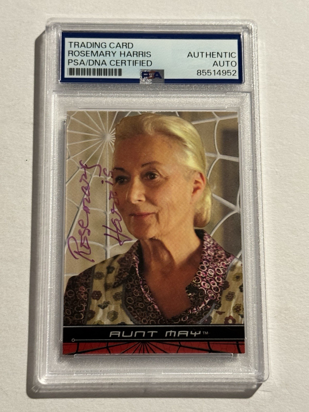 ROSEMARY HARRIS SIGNED AUTO 2002 Topps Marvel Spider-Man Aunt May #5 PSA