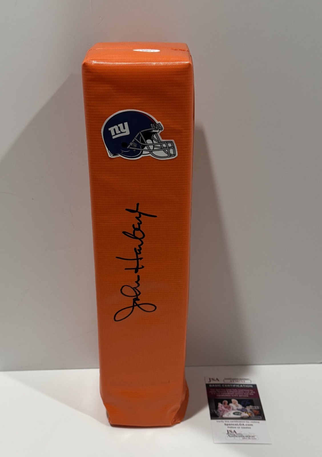 JOHN HARBAUGH SIGNED TOUCHDOWN PYLON NEW YORK GIANTS JSA COA