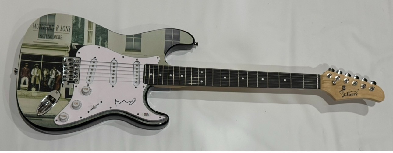 MARCUS MUMFORD SIGNED CUSTOM MUMFORD & SONS SIGH NO MORE ELECTRIC GUITAR PSA COA