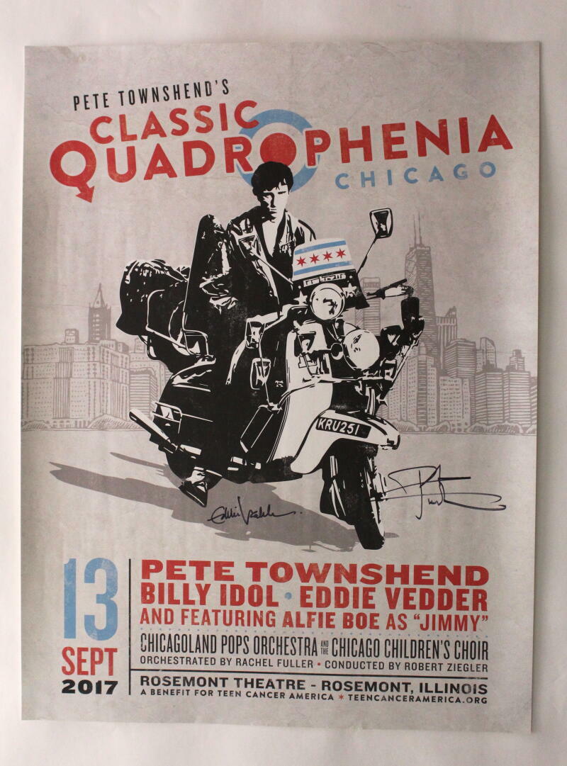 PETE TOWNSHEND & EDDIE VEDDER SIGNED AUTOGRAPH 18X24 CONCERT TOUR POSTER W/ JSA