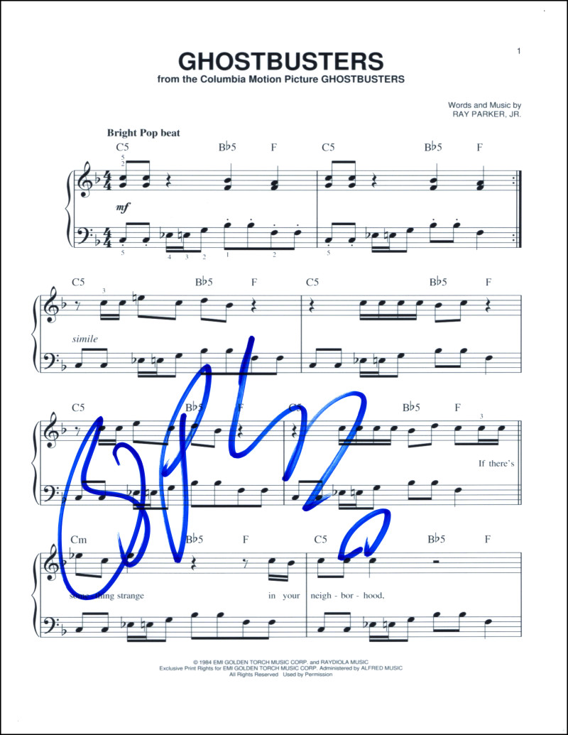 Ray Parker Jr Signed Autograph Ghostbusters Sheet Music - Starring Bill Murray