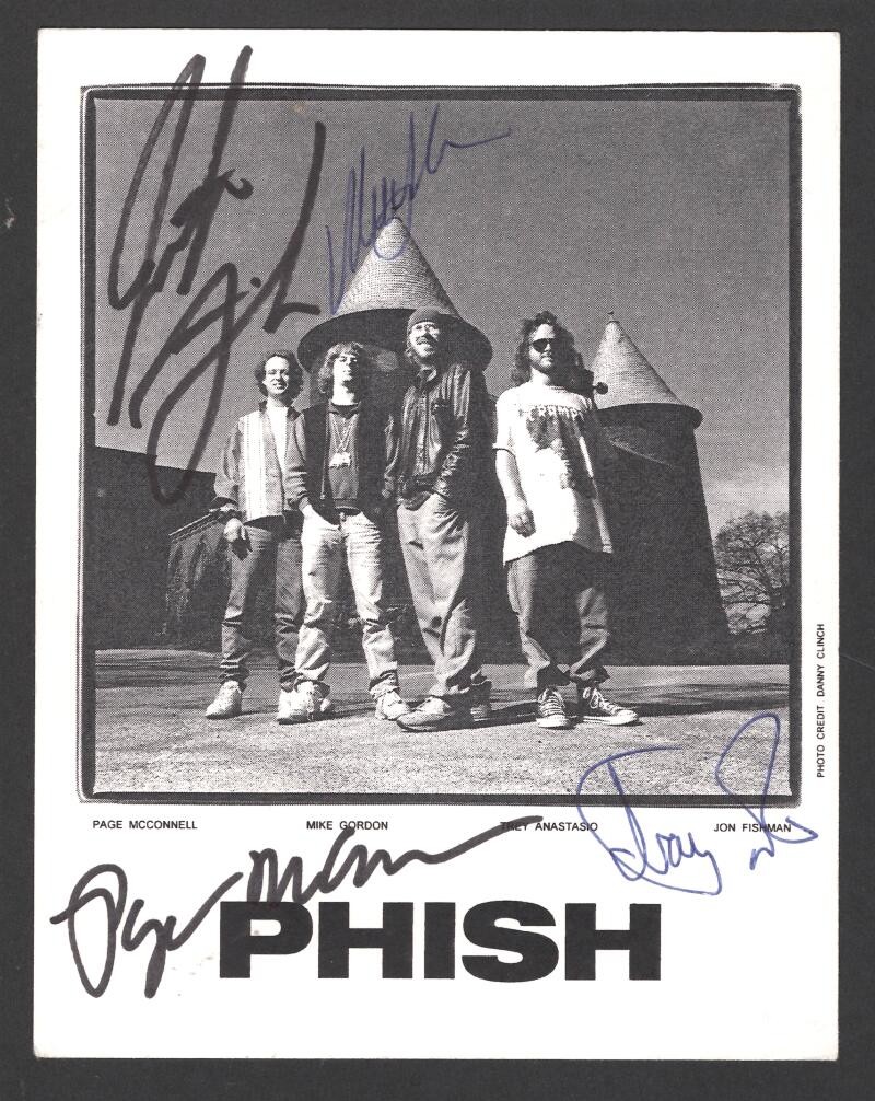 Phish Full Band Signed Autograph Promo Photo Card - Jon Fishman +3 w/ JSA COA