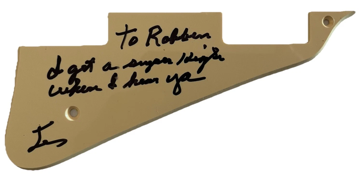 Les Paul Signed Autographed Guitar Pickguard To Robin Trower BAS Guaranteed