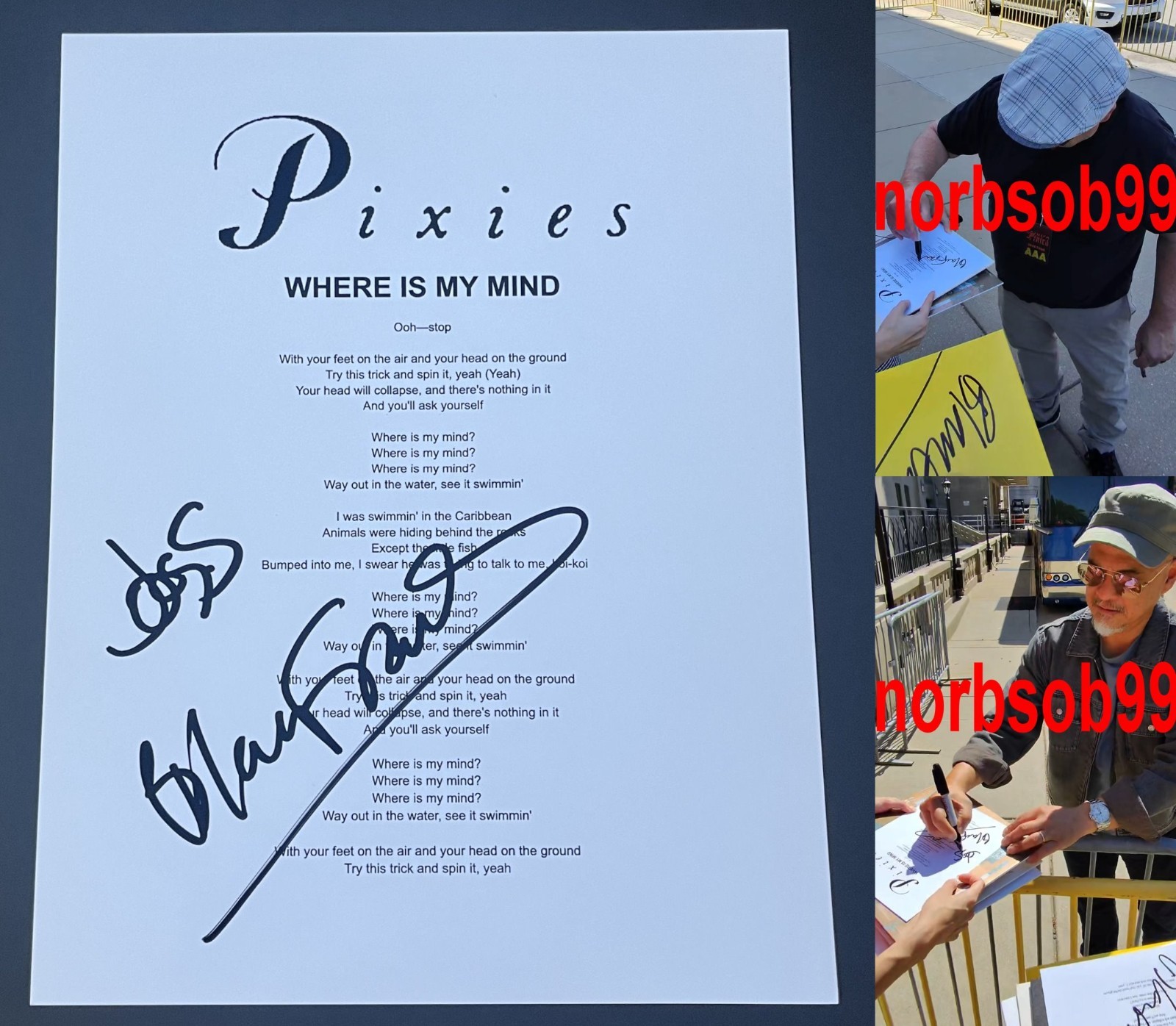 BLACK FRANCIS SIGNED AUTOGRAPH PIXIES WHERE IS MY MIND LYRIC SHEET w/EXACT PROOF
