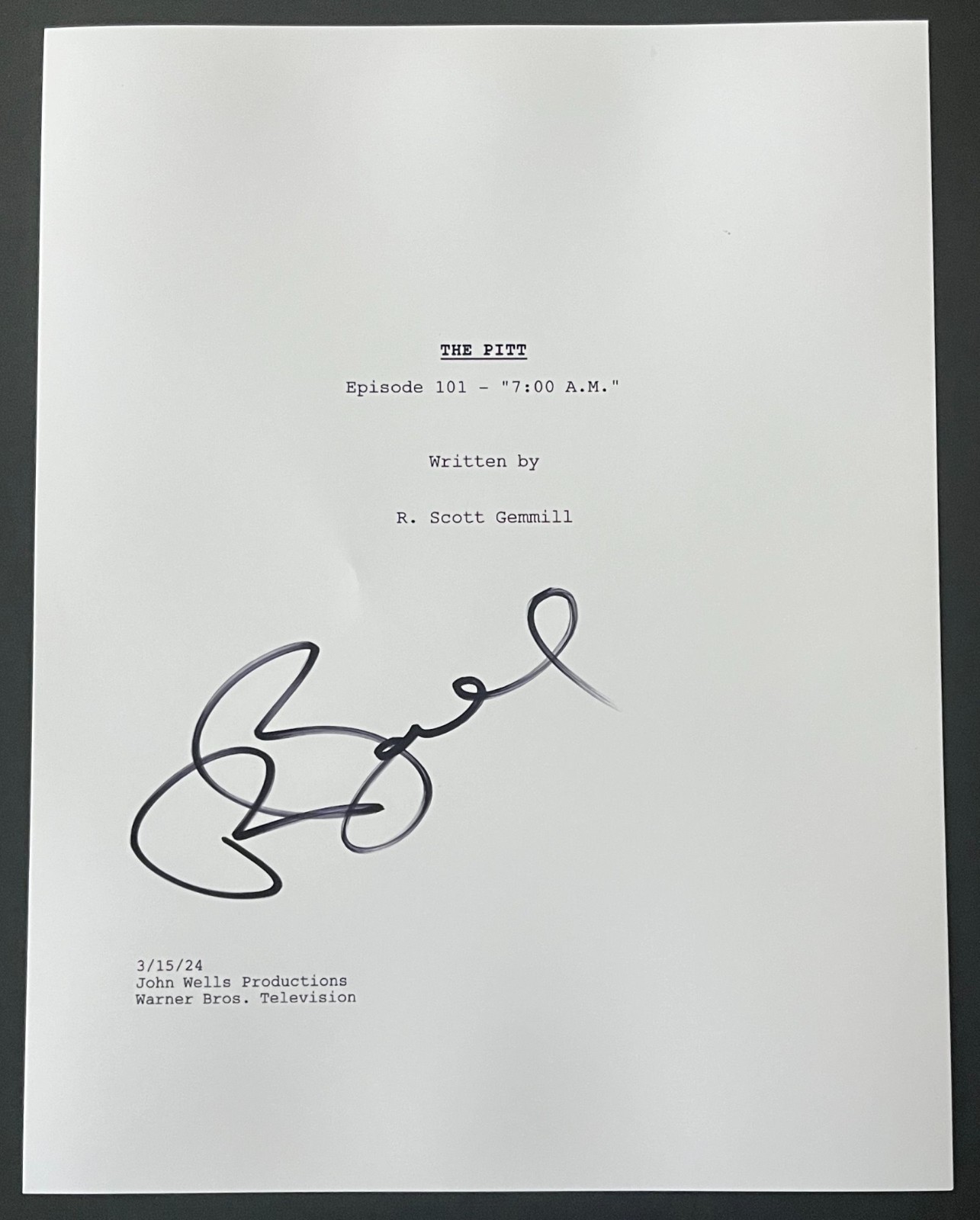 PATRICK BALL SIGNED AUTOGRAPH THE PITT PILOT EPISODE SCRIPT w/EXACT PROOF & COA