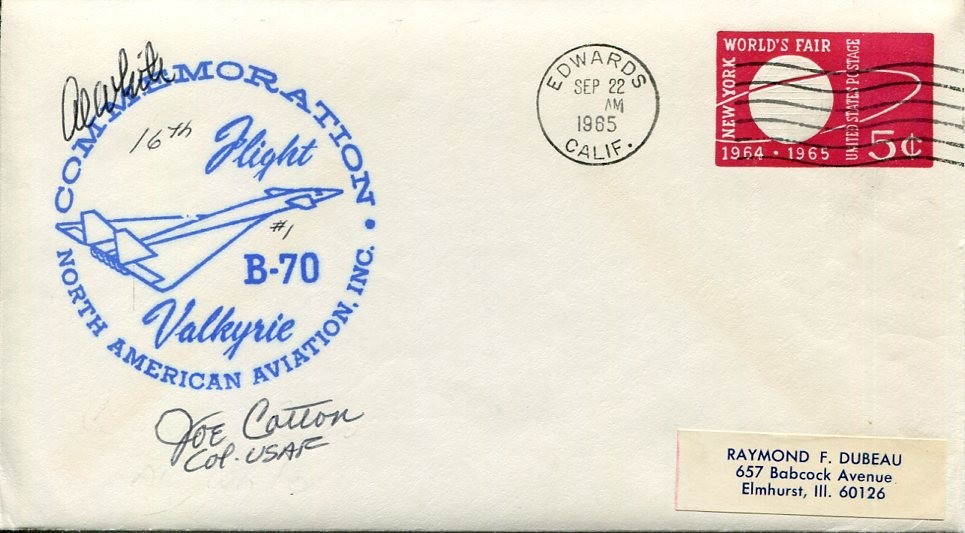 Alvin Al White Joseph Joe Cotton NASA Test Pilot XB-70 Rare Signed Autograph FDC