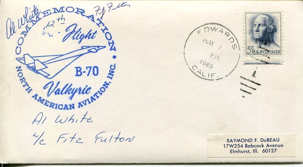 Alvin Al White Fitz Fulton NASA Test Pilot XB-70 Valkyrie Signed Autograph FDC