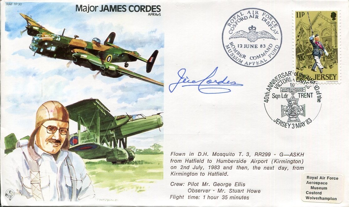 Major James Cordes WWI RAF Test Pilot Handley Page Hampden Signed Autograph FDC