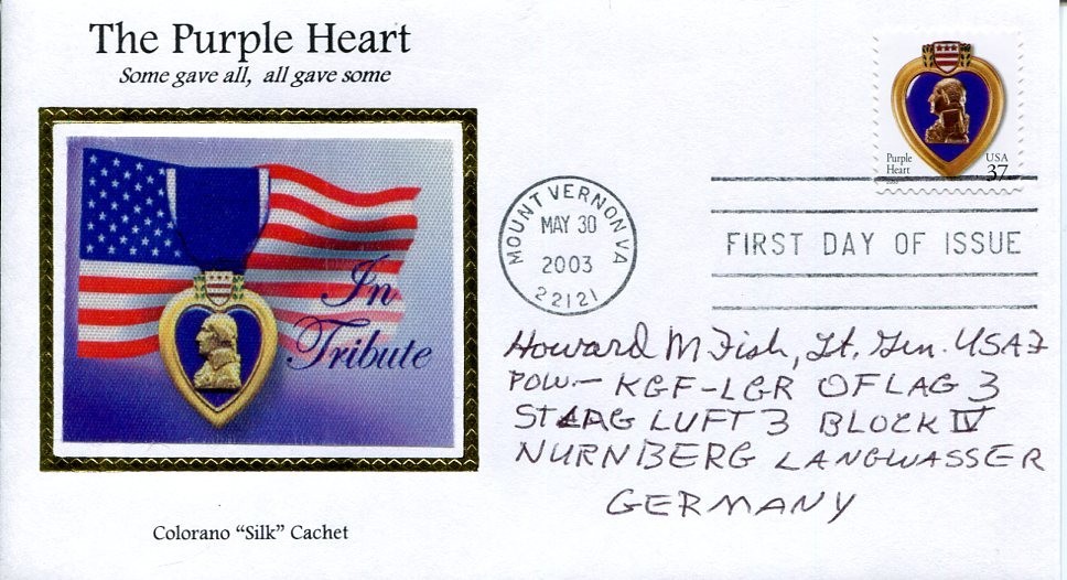 Lt General Howard Fish WWII War B-17 Navigator POW DFC Signed Autograph FDC