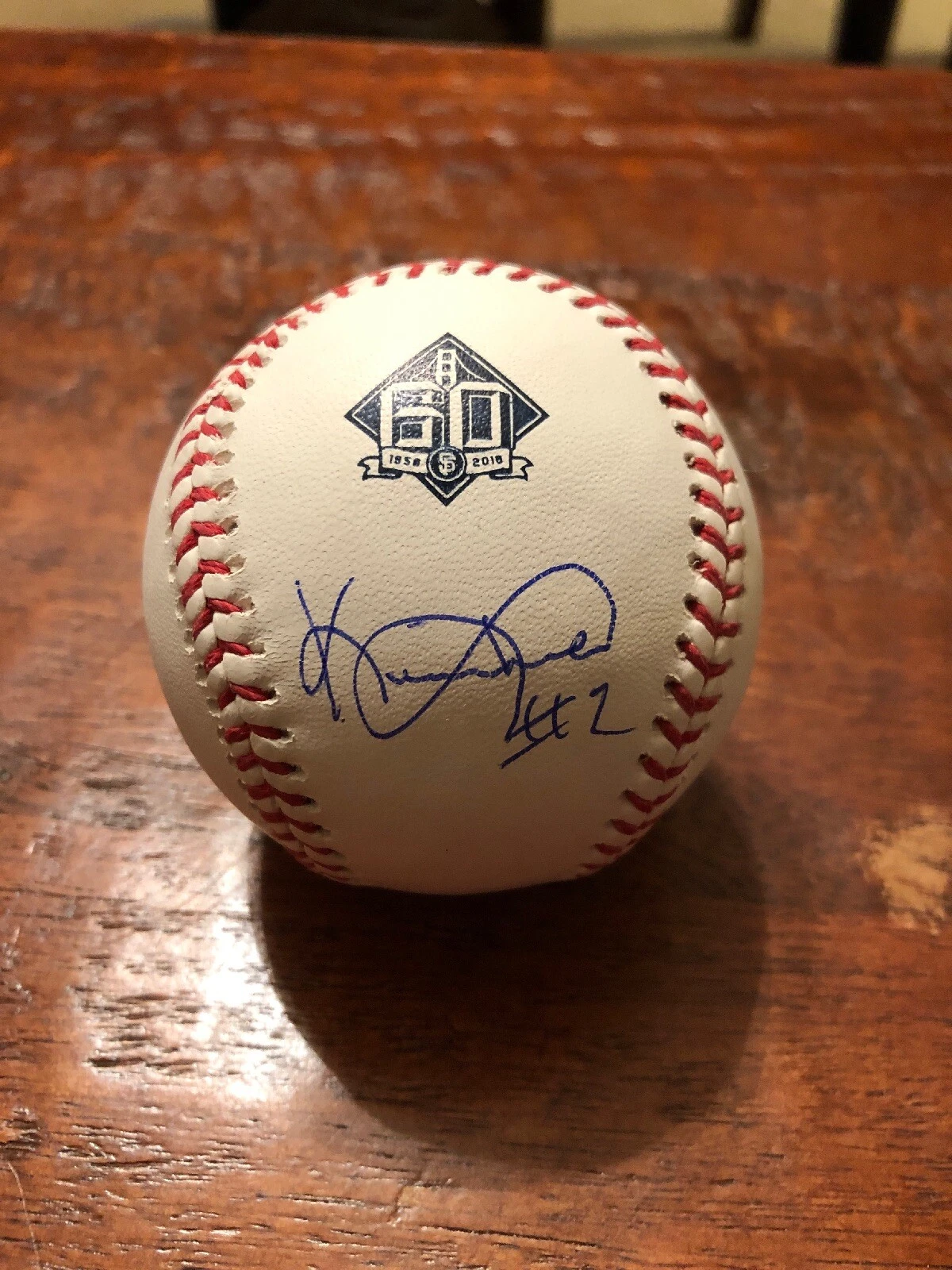 Kevin Mitchell Signed Giants 60th Anniversary Logo Baseball PSA DNA Coa
