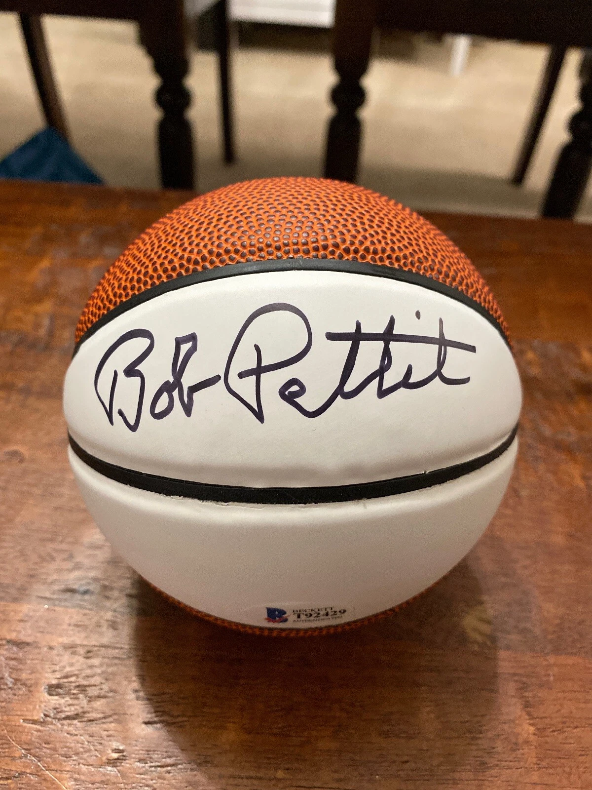 Bob Pettit Signed Mini Basketball Beckett BAS Coa Autographed Boston Celtics