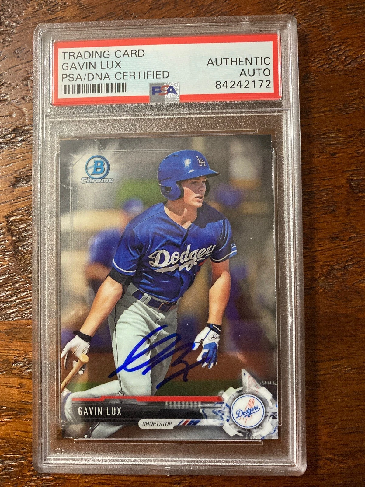 Gavin Lux Signed Bowman Chrome Card PSA DNA Coa Slabbed Encapsulated Dodgers