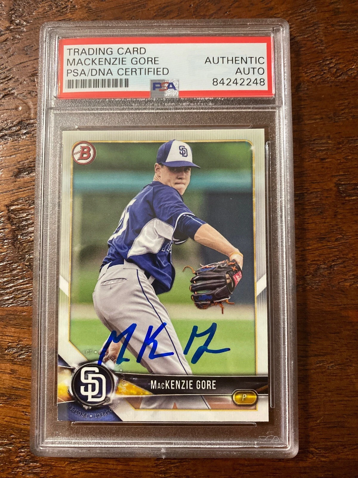 Mackenzie Gore Signed Bowman Card PSA DNA Coa Slabbed Encapsulated Autographed