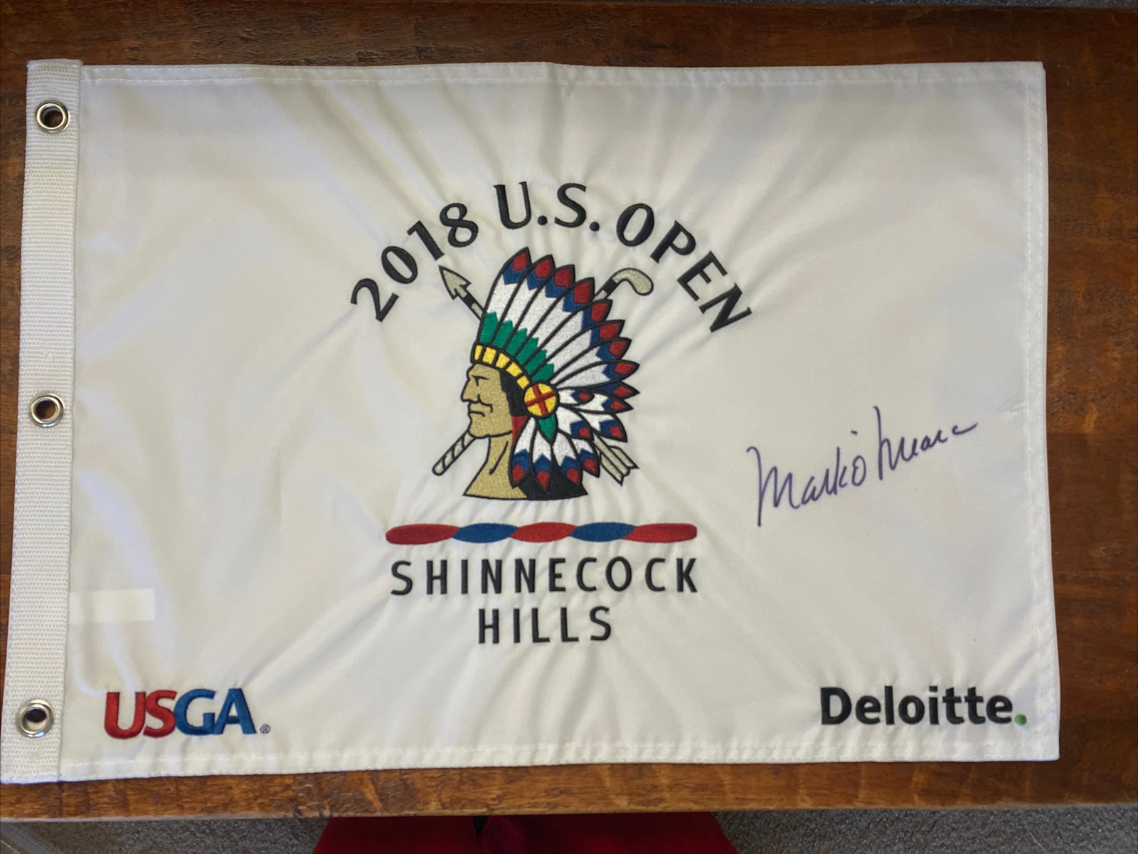 Mark O’Meara Signed 2018 US Open Shinecock Hills Flag PGA PSA DNA Coa Golf