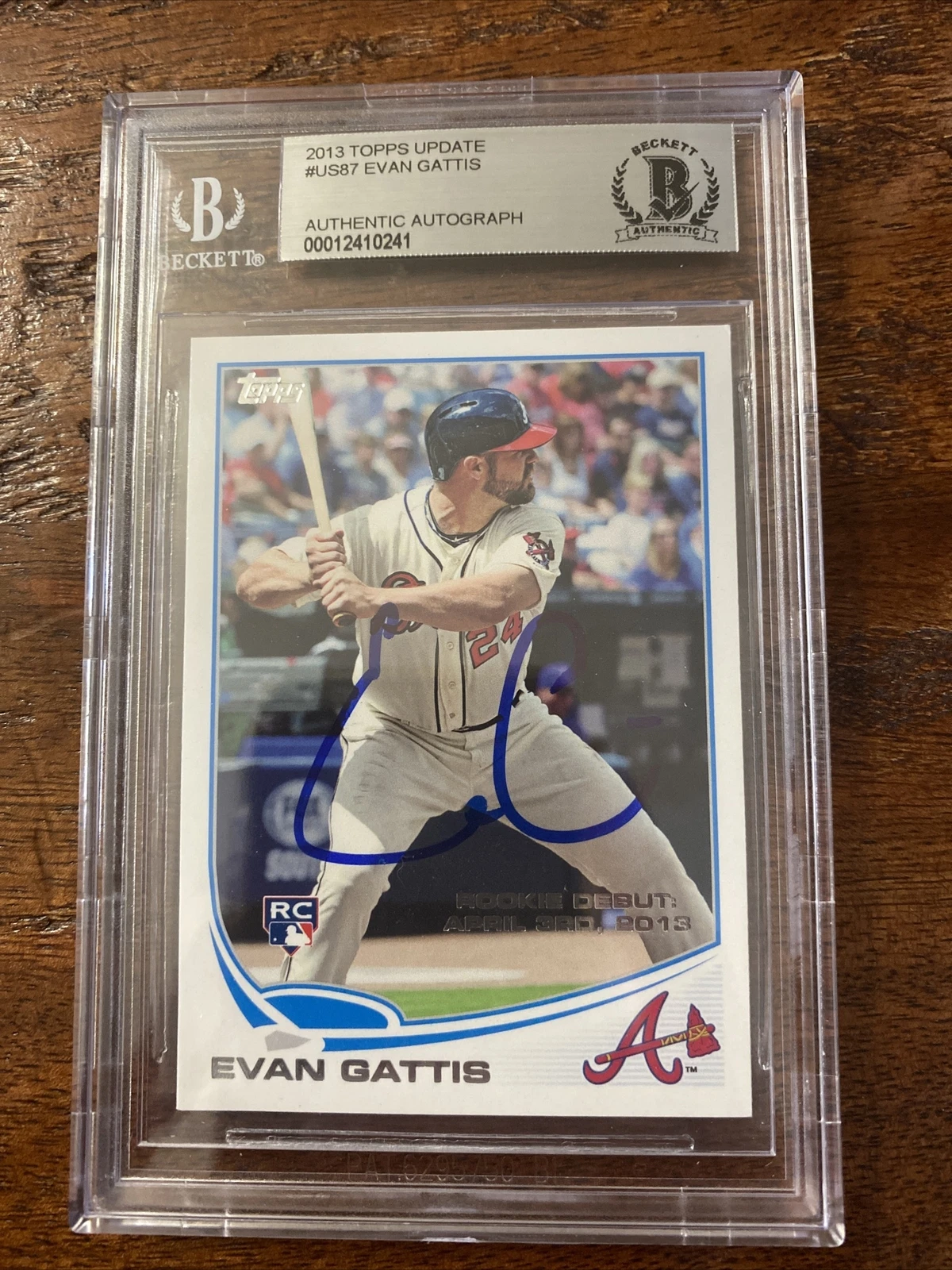 Evan Gattis Signed Card Beckett BAS Coa Slabbed Encapsulated Atlanta Braves