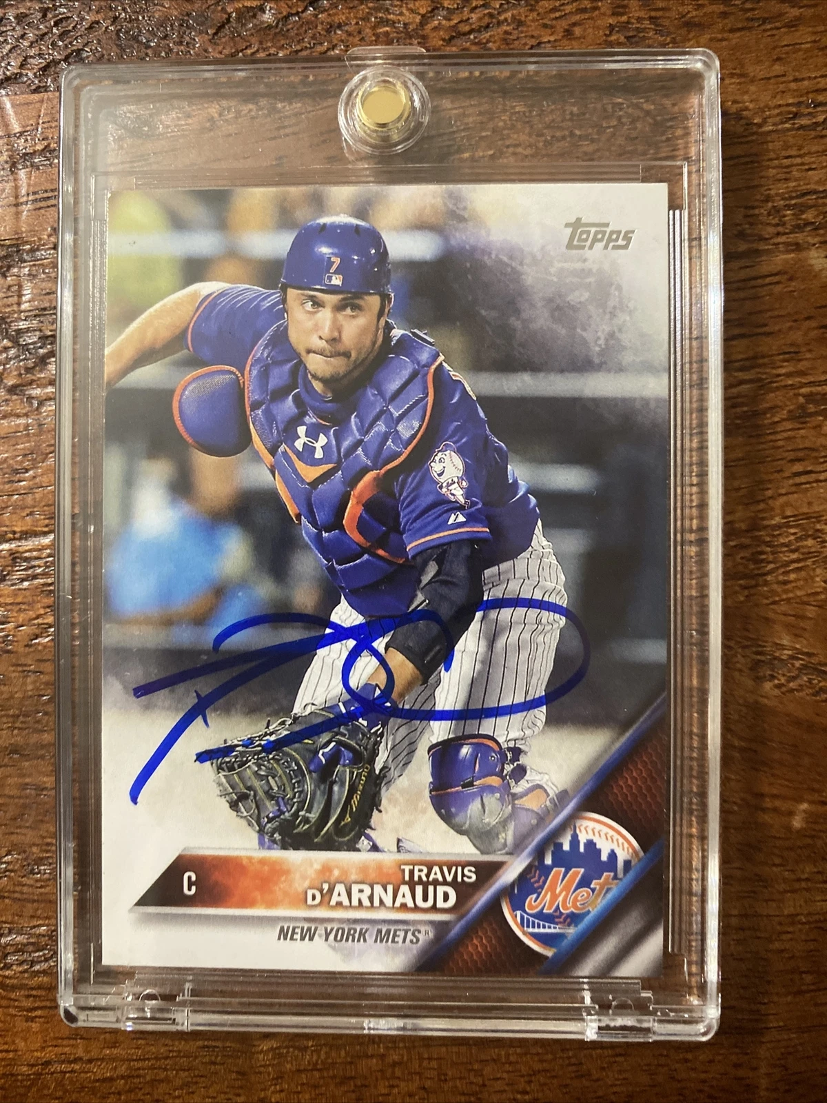 Travis d’Arnaud Signed Topps Card Psa Dna Coa Autographed Mets Braves