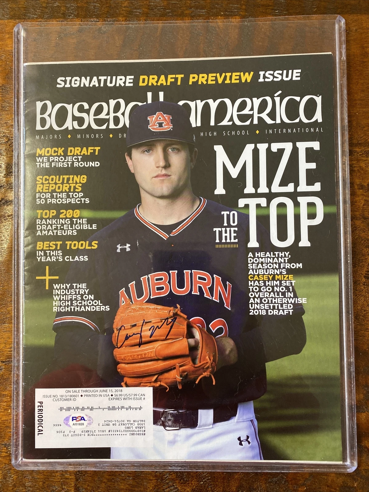 Casey Mize Signed Baseball America Magazine Psa Dna Coa Autographed Tigers