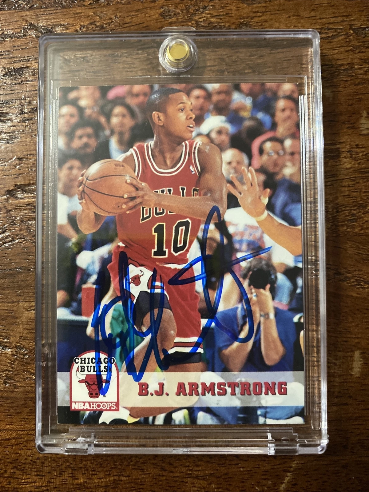 Bj Armstrong Signed NBA Hoops Card Psa Dna Coa Chicago Bulls Autographed