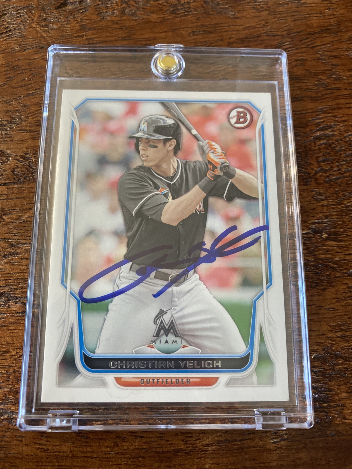 Christian Yelich Signed Bowman Card Psa Dna Coa Autographed Marlins Brewers