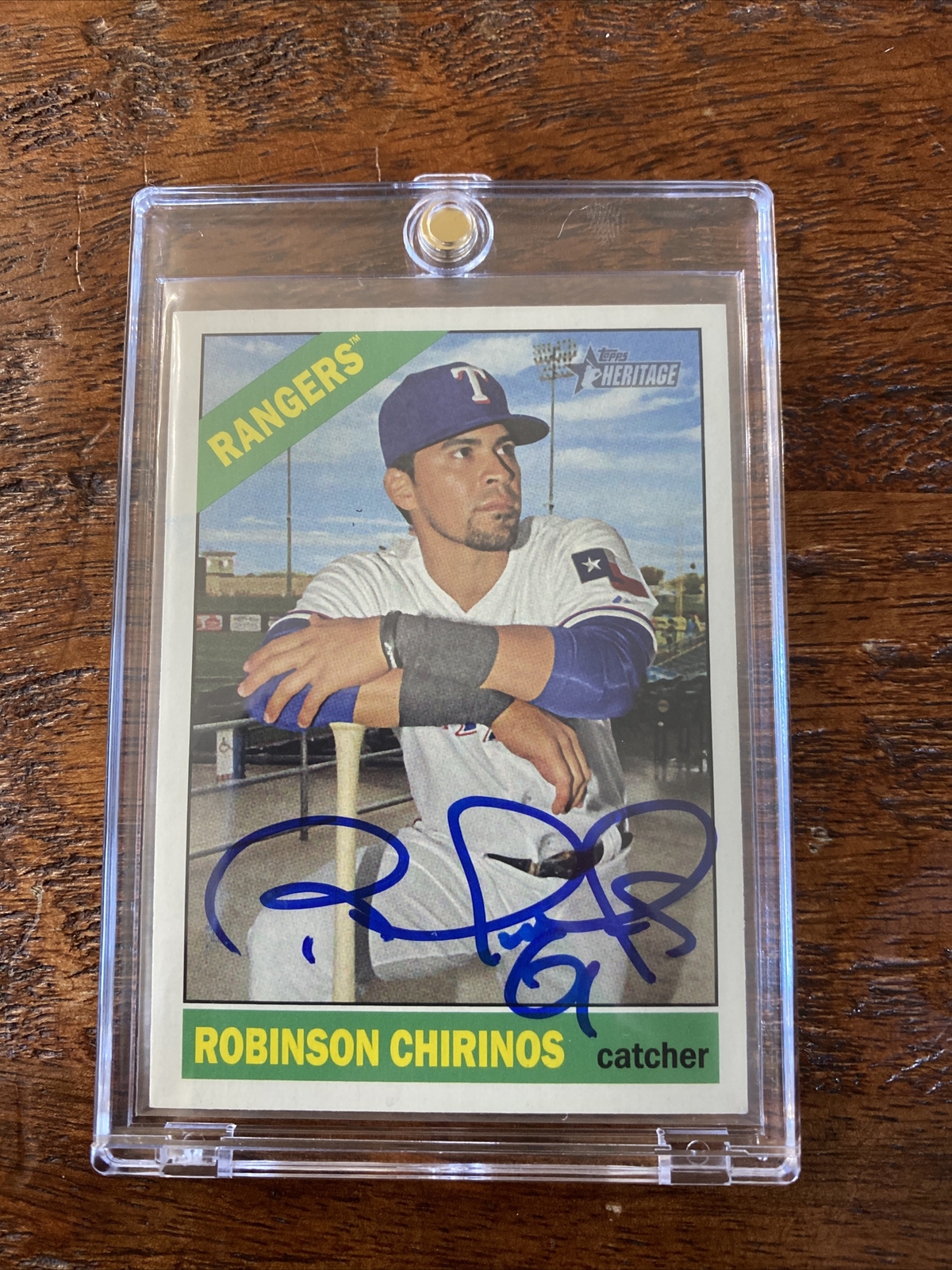 Robinson Chirinos Signed Topps Heritage Card Psa Dna Coa Autographed Rangers