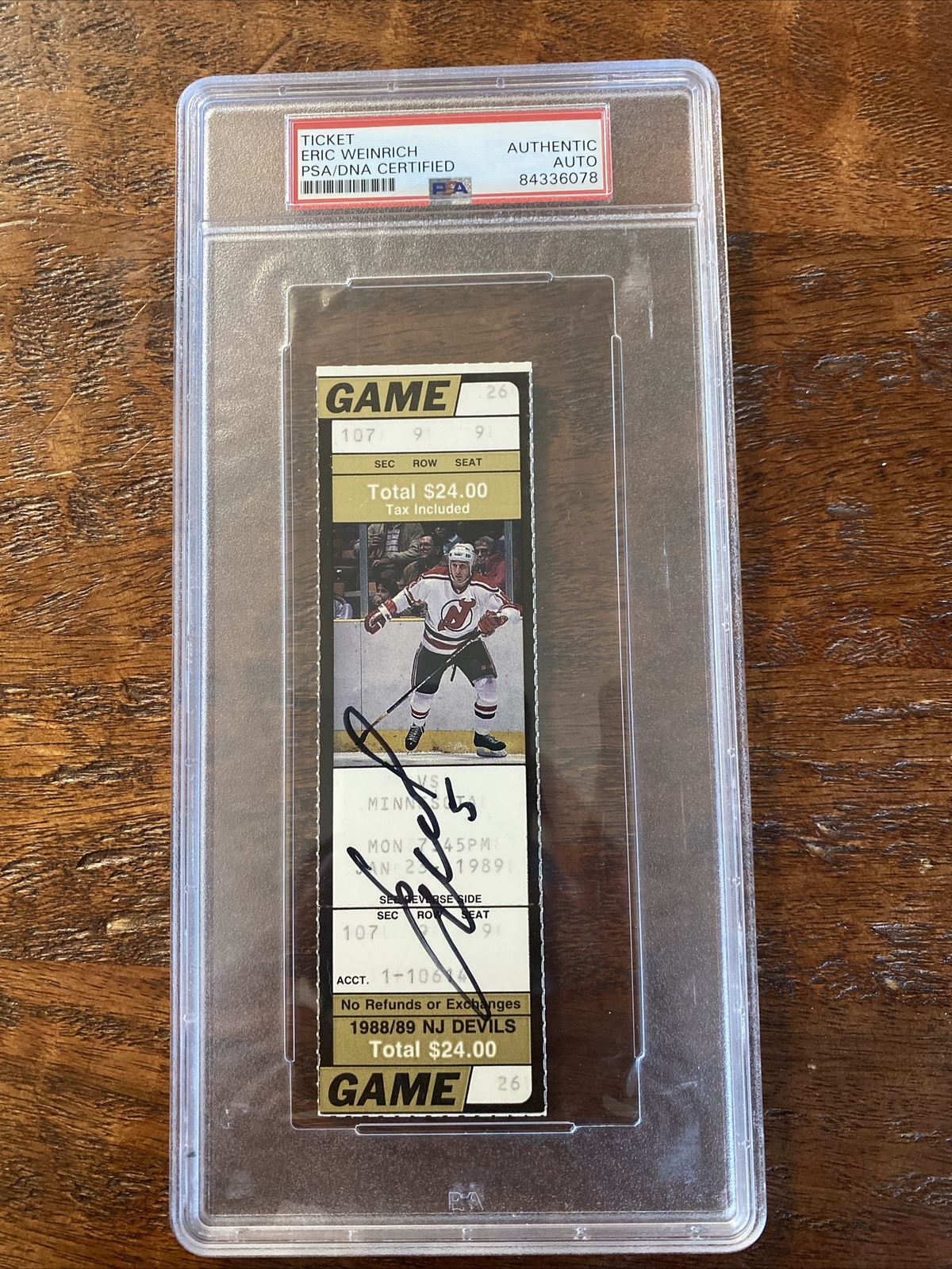 Eric Weinrich Signed Ticket Stub PSA DNA Coa Slabbed Encapsulated Devils