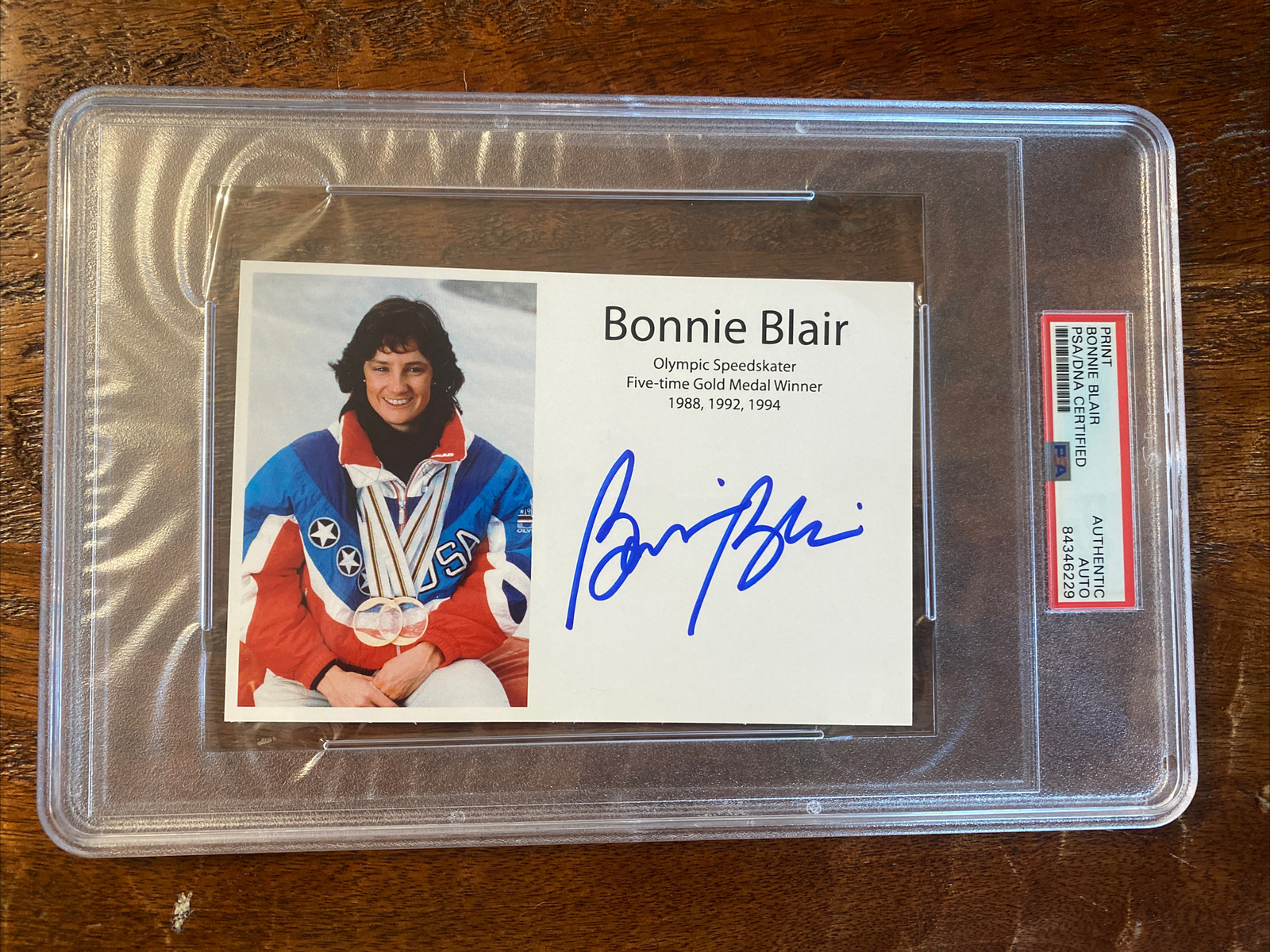 Bonnie Blair Signed Post Card PSA/DNA Coa Slabbed USA Olympic Speed skater