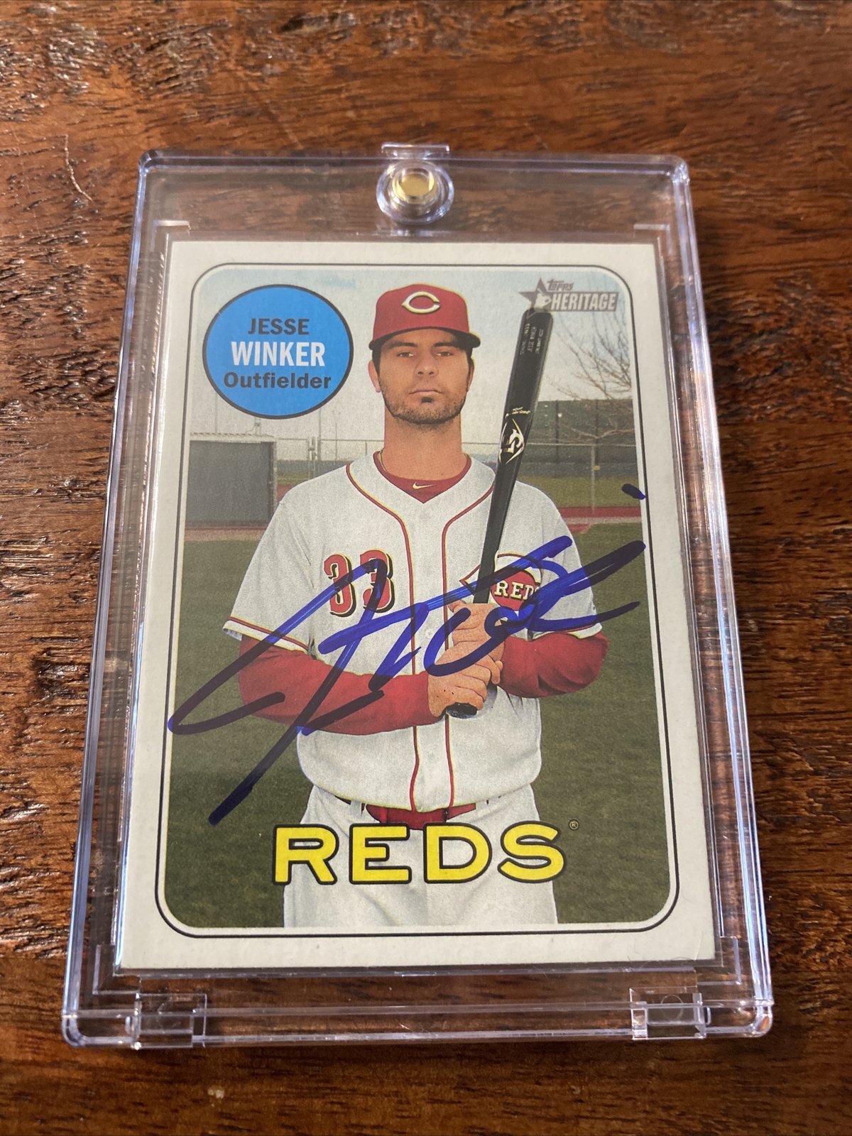 Jesse Winker Signed Topps Heritage Card Psa Dna Coa Autographed Reds