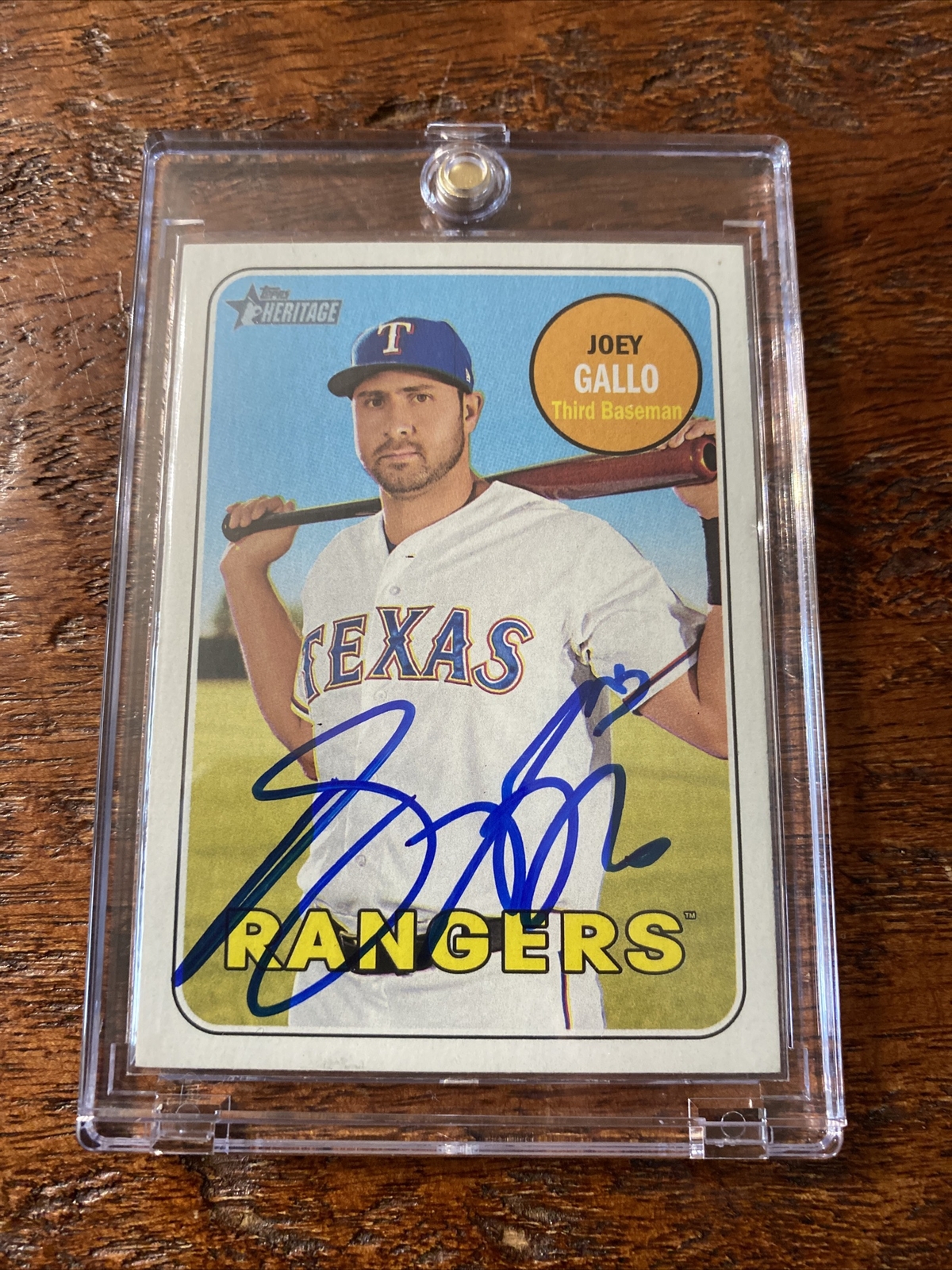 Joey Gallo Signed Topps Heritage Card Psa Dna Coa Autographed Rangers Yankees