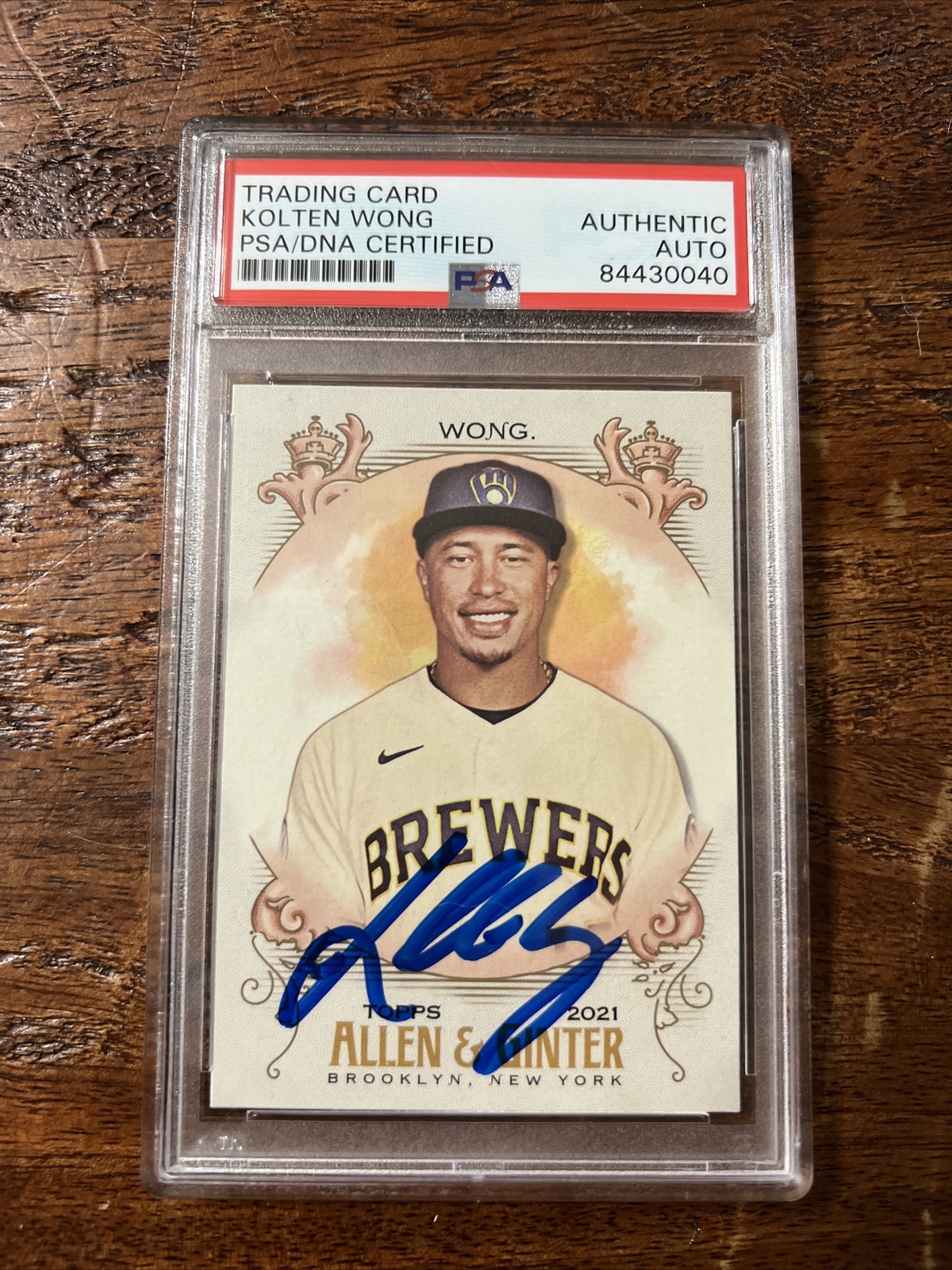 Kolten Wong Signed Allen & Ginter Card PSA DNA Coa Slabbed Brewers Autographed