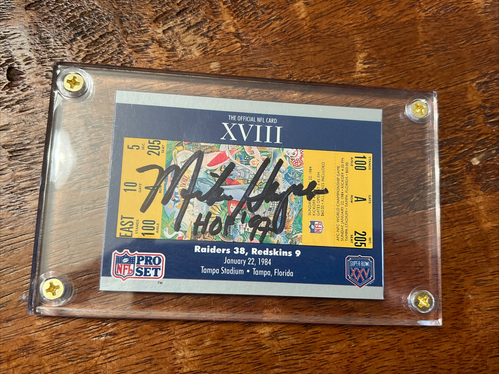 Mike Haynes Signed Super Bowl XVIII Football Card Psa Dna Coa Raiders