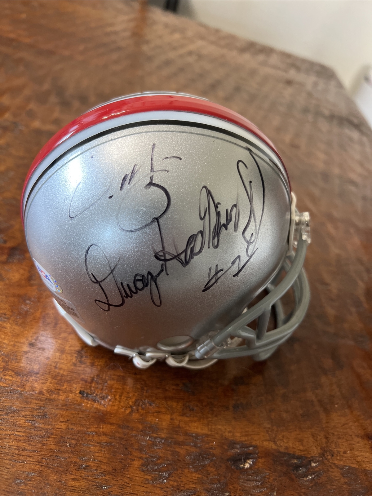 Urban Meyer Dwayne Haskins Signed Ohio State Mini Helmet PSA DNA Coa Autographed