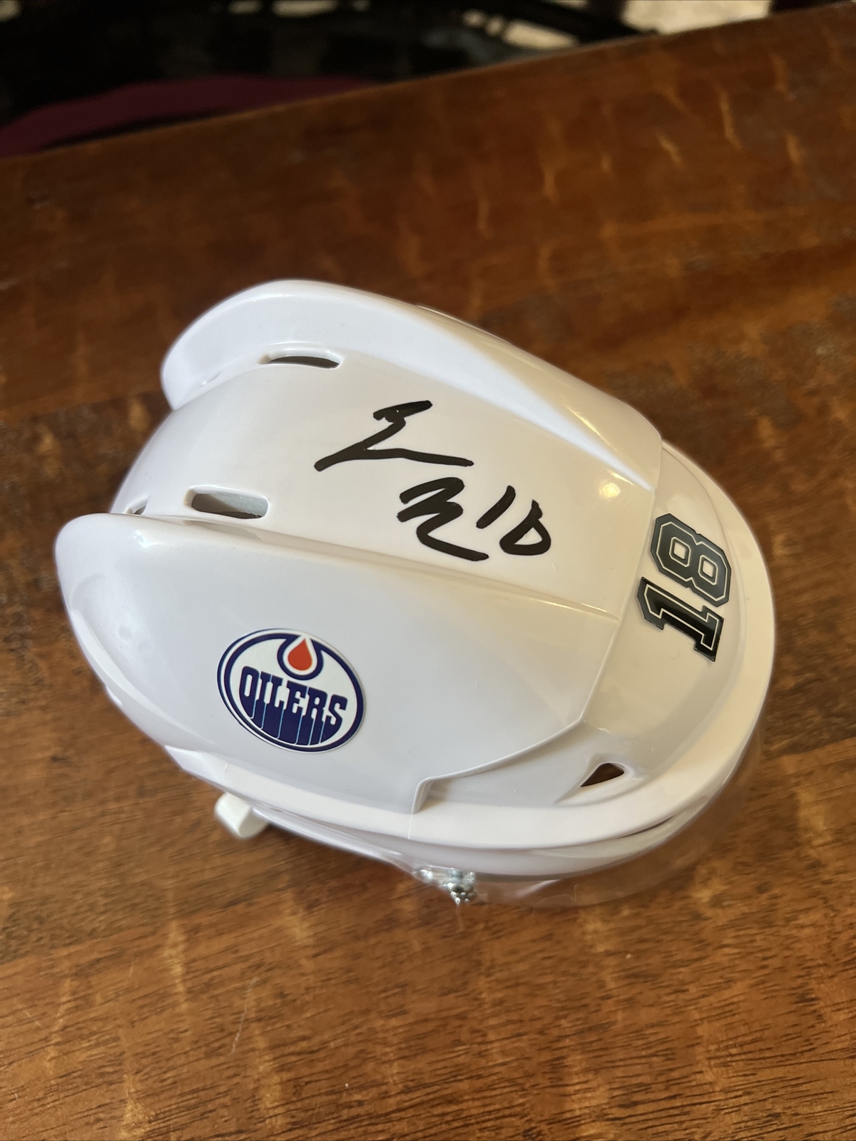 Zach Hyman Signed Mini Hockey Helmet Psa/Dna Coa Autographed Edmonton Oilers