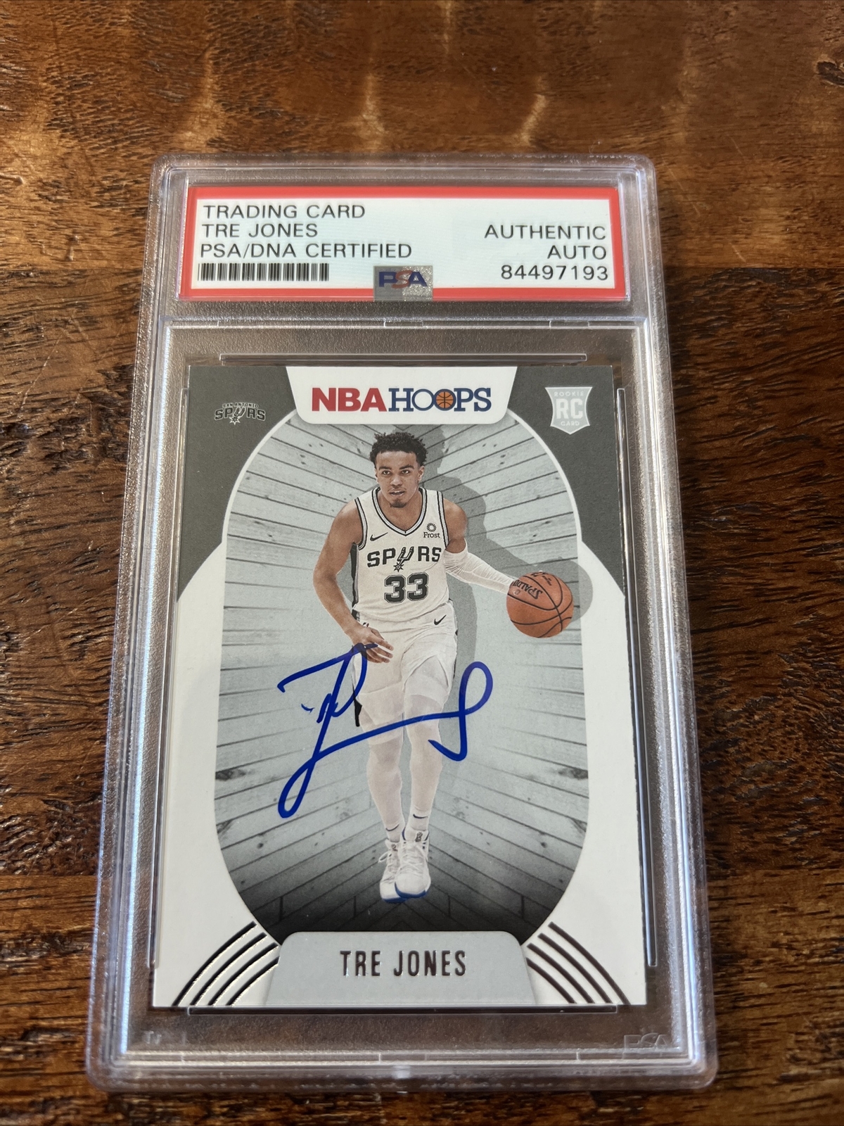 Tre Jones Signed Rookie NBA Hoops Card Psa Dna Coa Slabbed Autographed Spurs