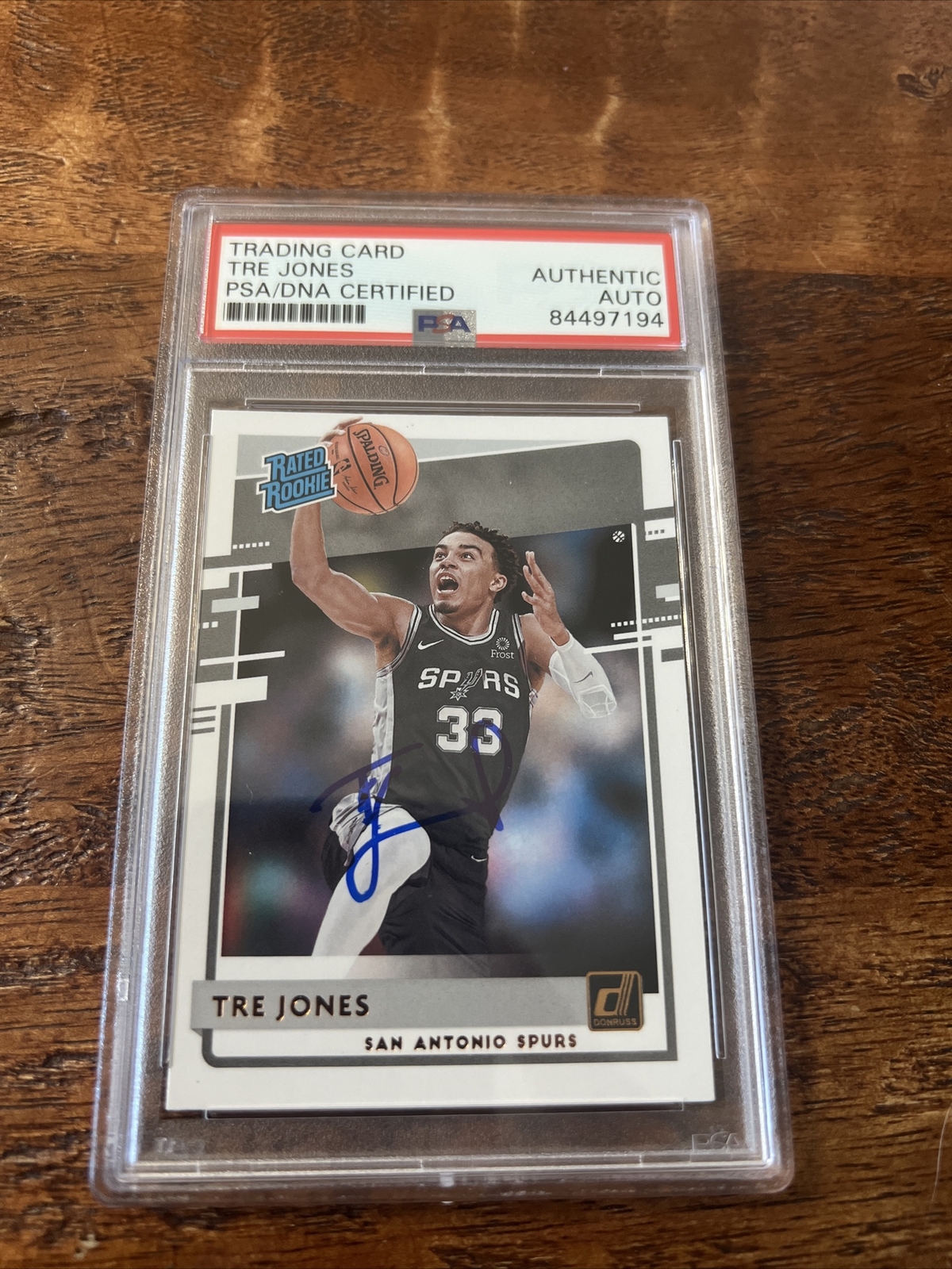 Tre Jones Signed Donruss Rookie Card Psa Dna Coa Slabbed Autographed Spurs