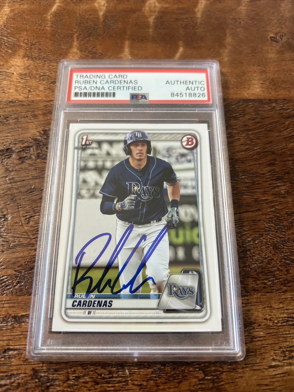 Ruben Cardenas IP Signed 1st Bowman Card Psa Dna Coa Slabbed Rays Autographed