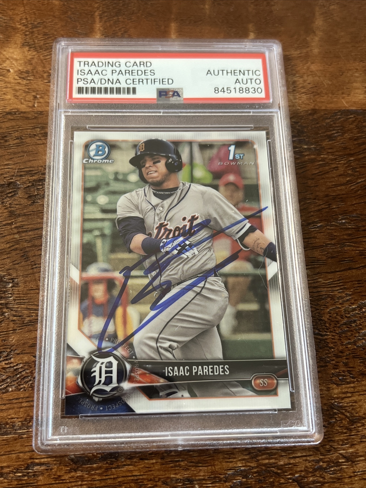 Isaac Paredes IP Signed 1st Bowman Chrome Card Psa Dna Coa Slabbed Tigers