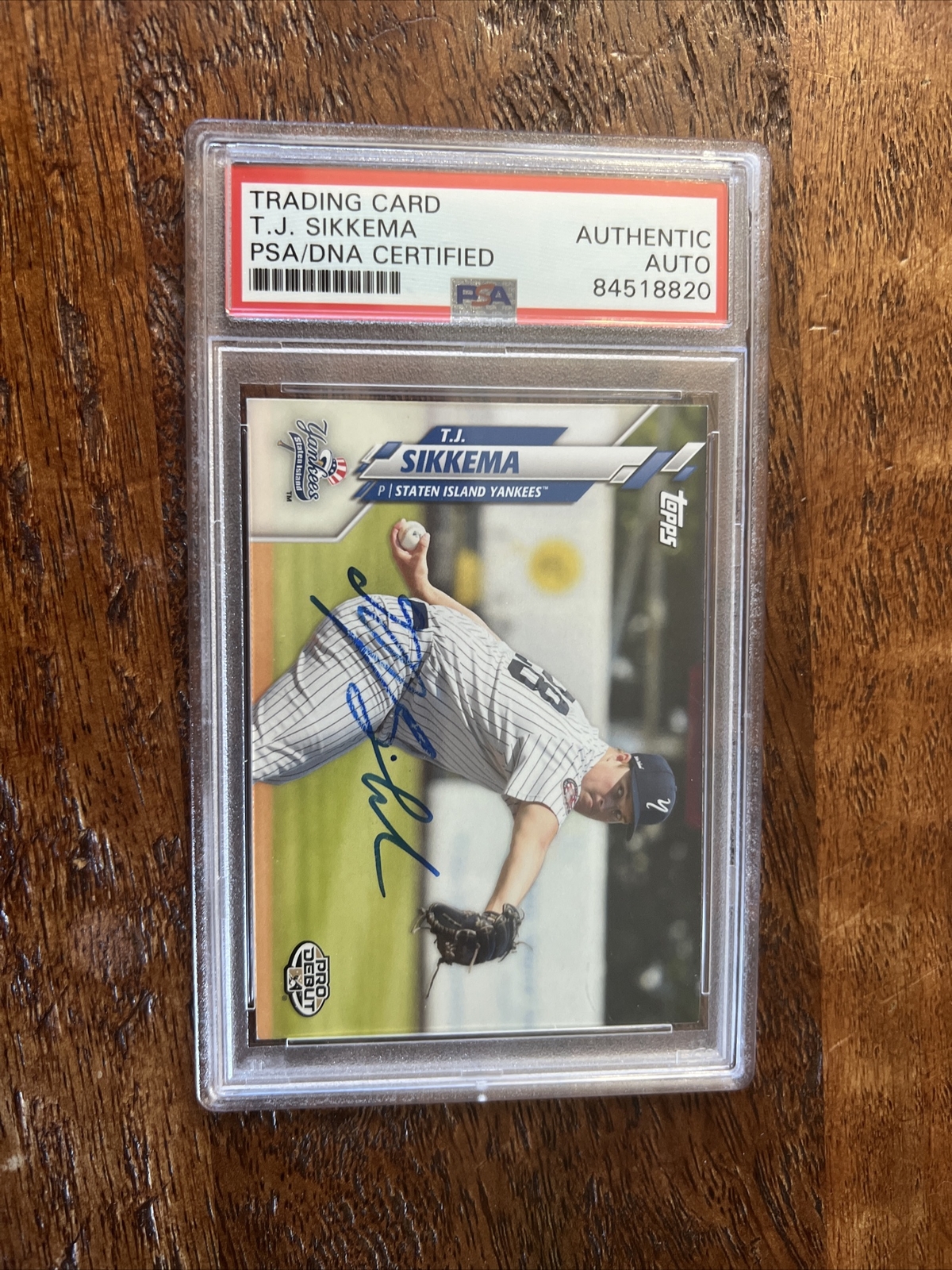 TJ Sikkema IP Signed Topps Card Psa Dna Coa Slab Autographed Yankees