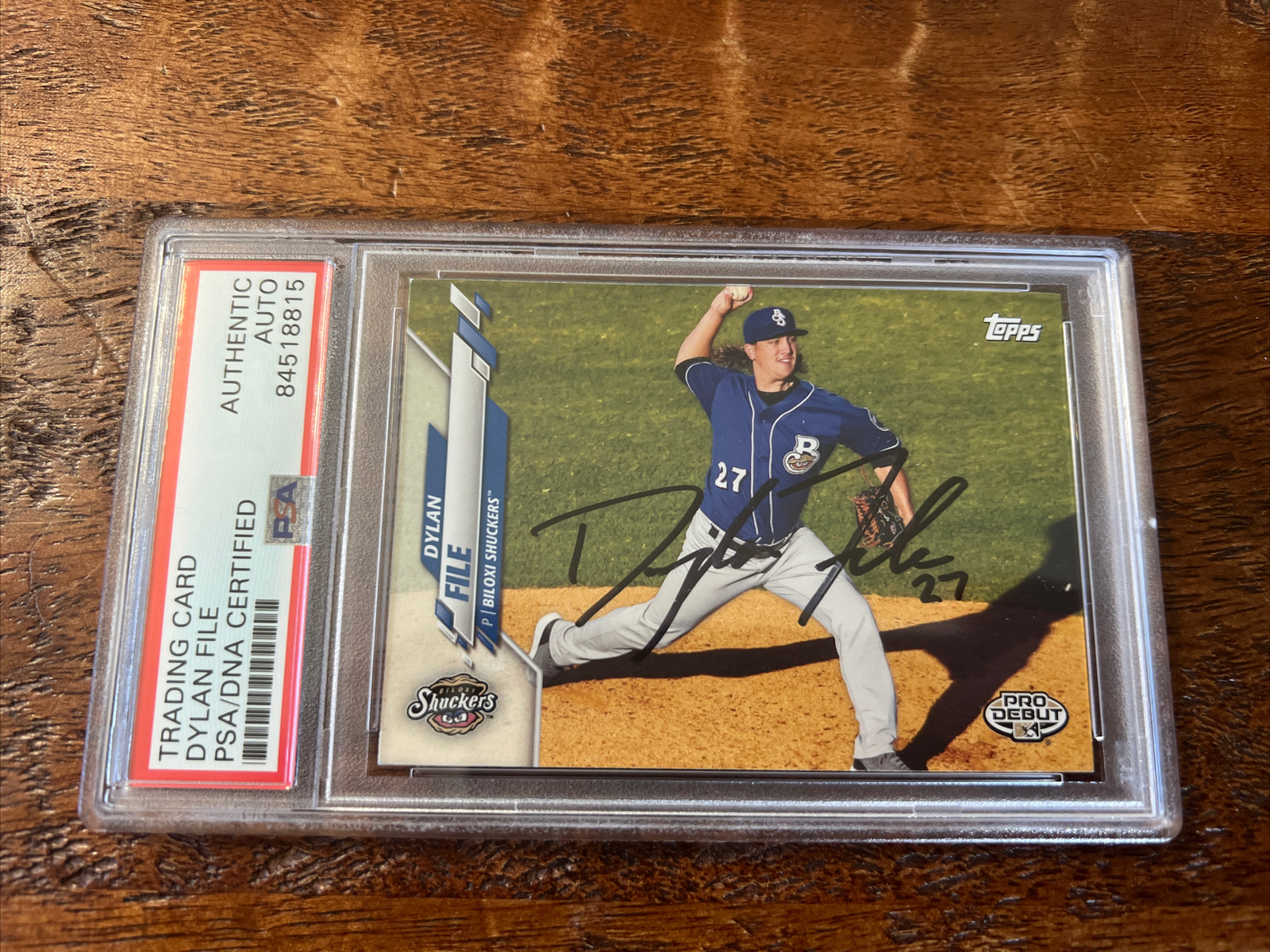 Dylan File IP Signed Topps Card Psa Dna Coa Slab Autographed Brewers