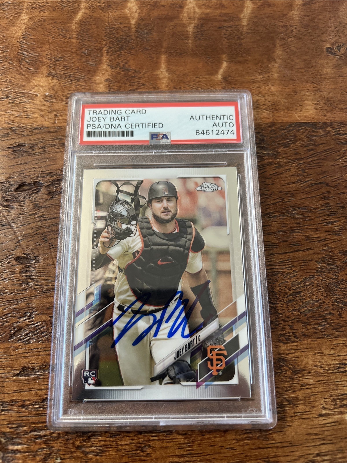 Joey Bart IP Signed Topps Chrome Rookie Card PSA DNA Coa Slab Autographed Giants