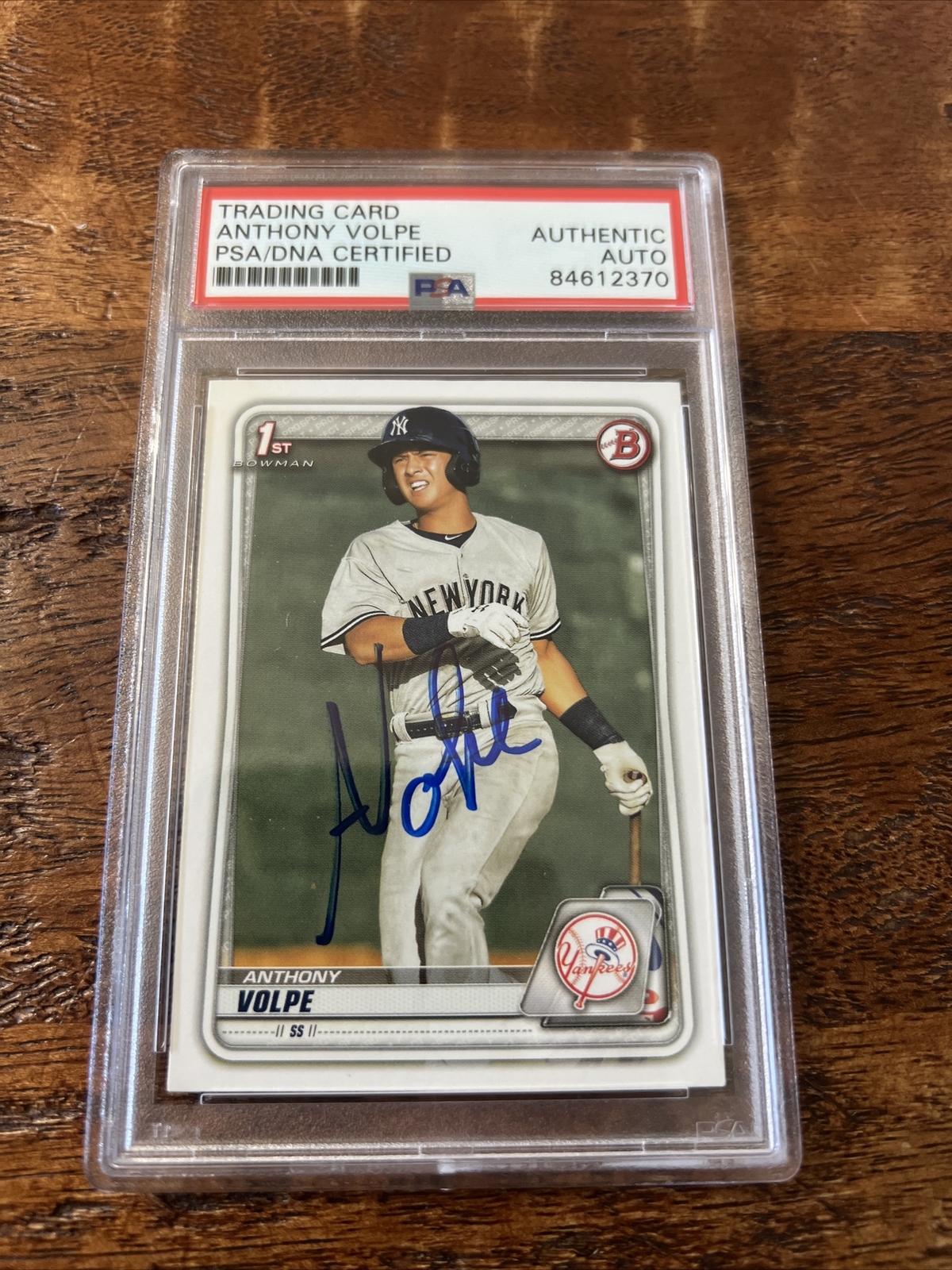 Anthony Volpe IP Signed 1st Bowman Card Psa Dna Coa Slab Yankees Autographed