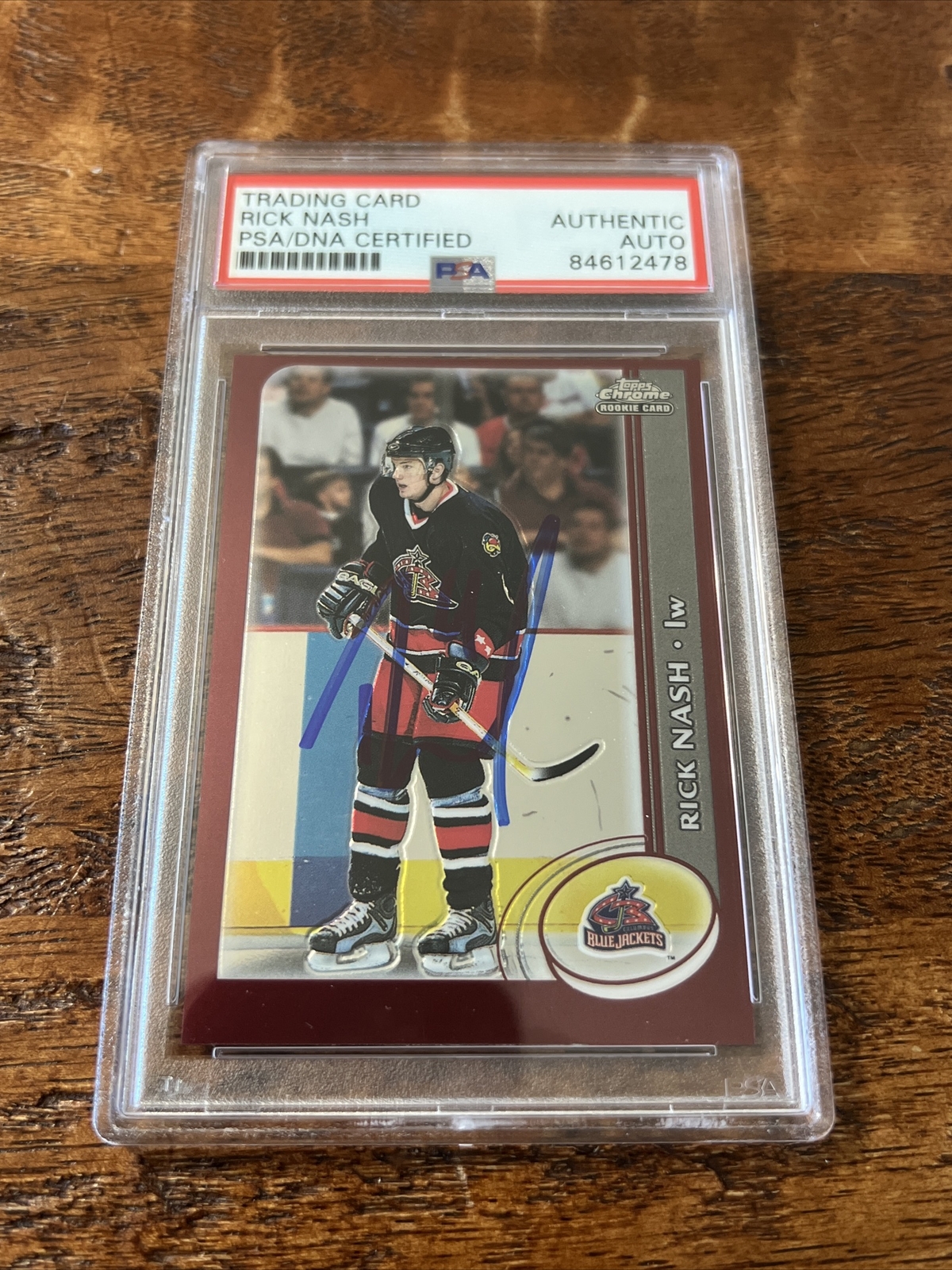Rick Nash Signed Topps Chrome Rookie Card Psa Dna Coa Slab Autographed