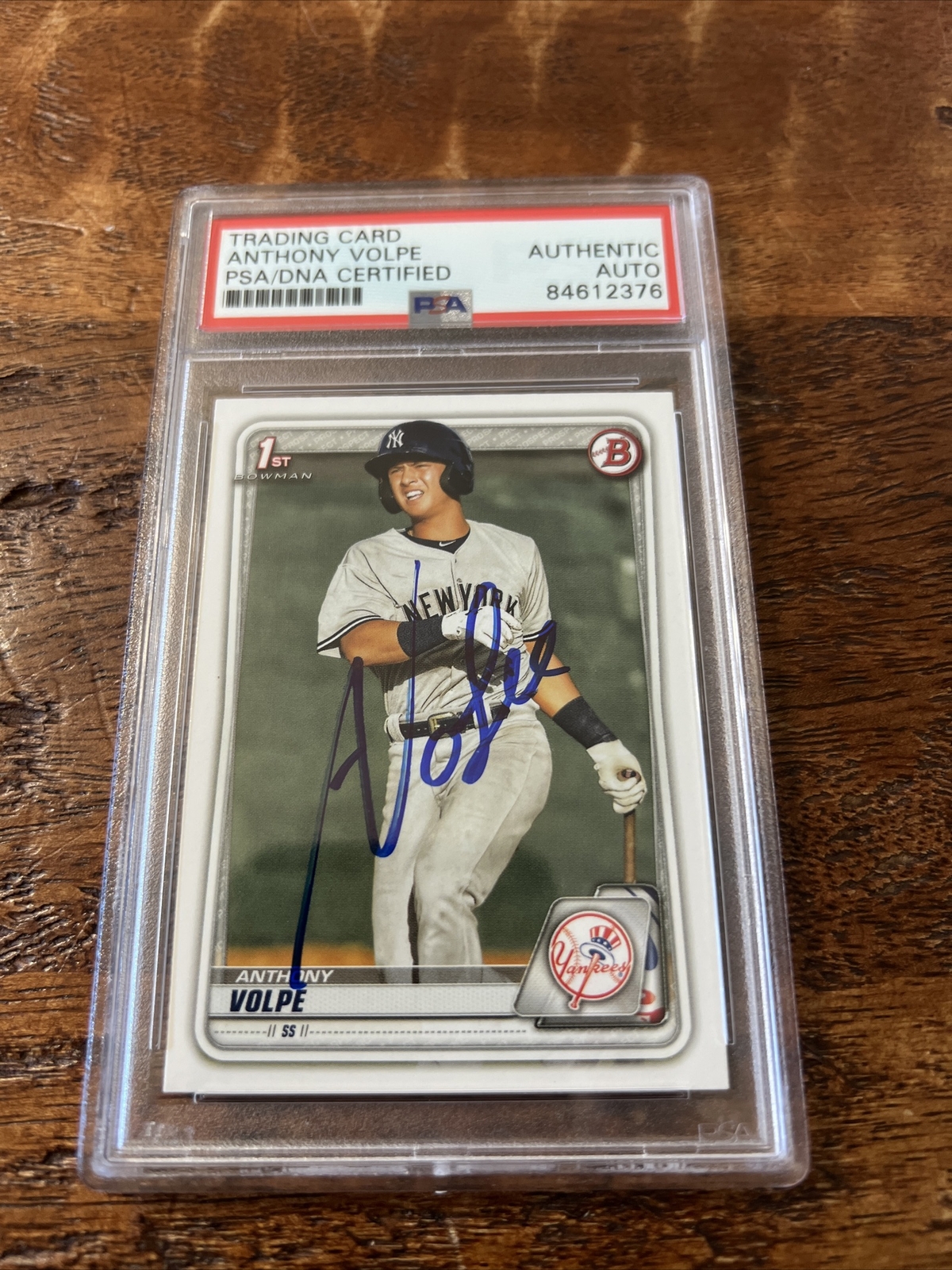 Anthony Volpe IP Signed 1st Bowman Card Psa Dna Coa Slab Yankees Autographed
