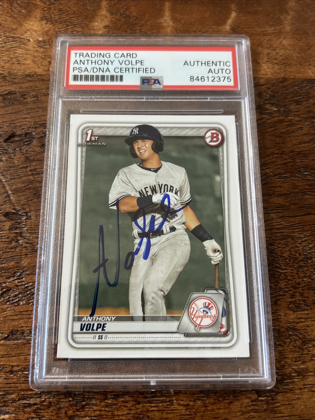 Anthony Volpe IP Signed 1st Bowman Card Psa Dna Coa Slab Yankees Autographed
