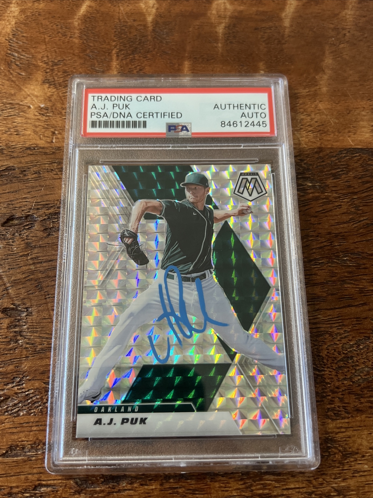 AJ Puk IP Signed Mosaic Card PSA DNA Coa Slabbed Autographed Oakland Athletics