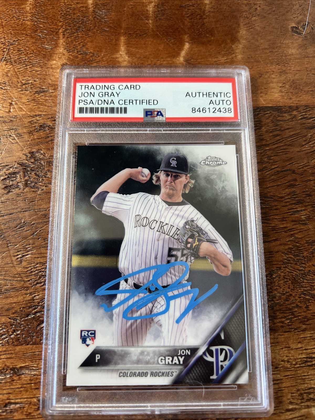 Jon Gray IP Signed Topps Chrome Rookie Card Psa Dna Coa Slab Autographed Rangers