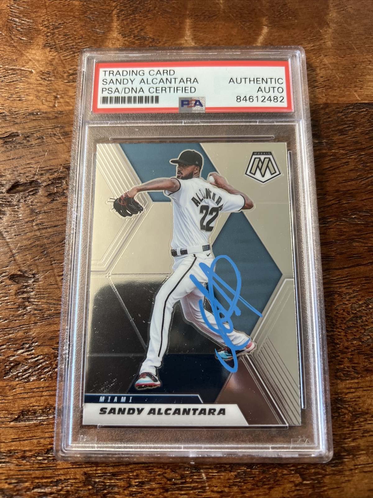 Sandy Alcantara IP Signed Mosaic Card PSA DNA Coa Slab Marlins Autographed