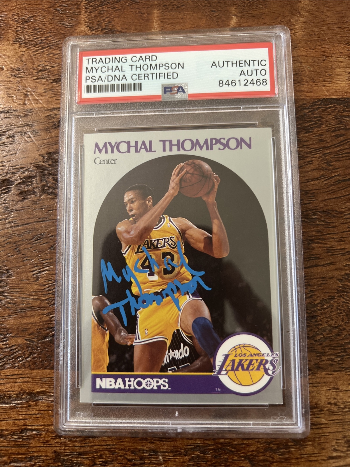 Mychal Thompson IP Signed NBA Hoops Card Psa Dna Coa Slab Lakers Autographed