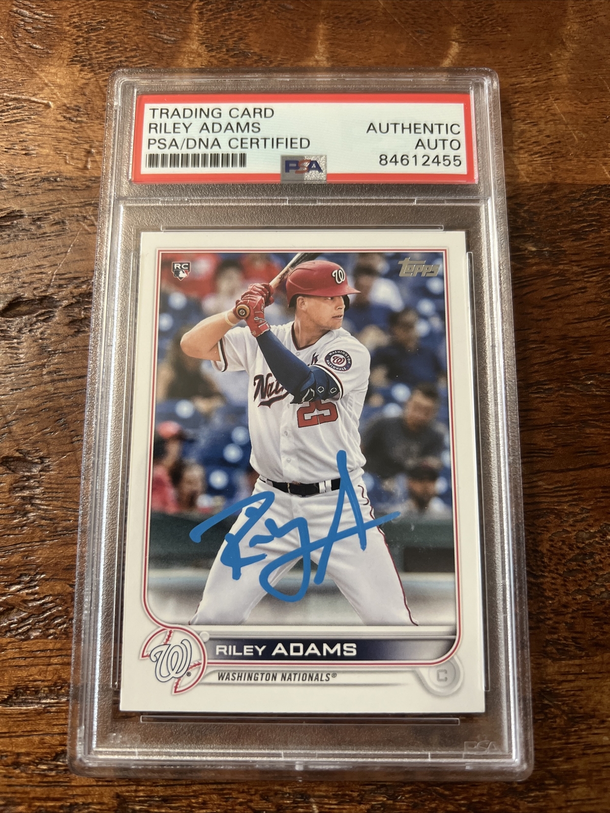 Riley Adams IP Signed Topps Rookie Card PSA DNA Coa Slab Autographed Nationals