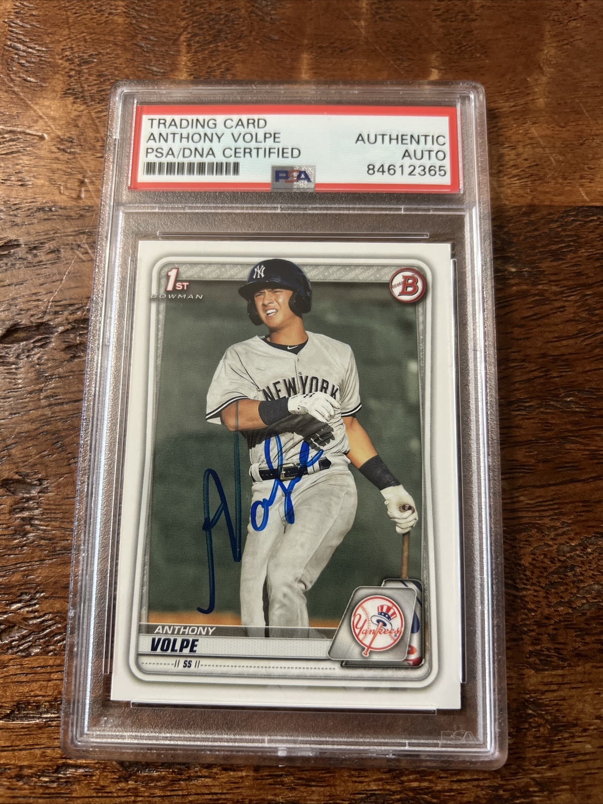 Anthony Volpe IP Signed 1st Bowman Card Psa Dna Coa Slab Yankees Autographed